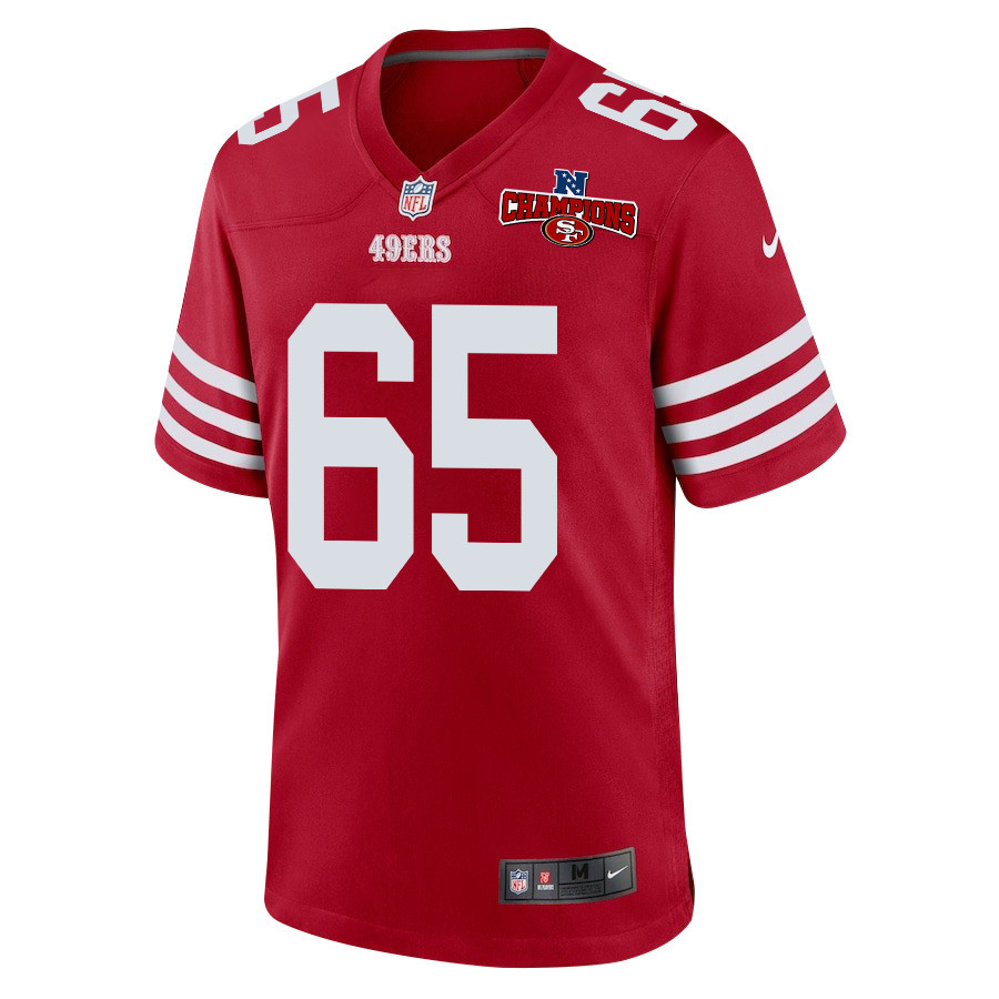 Aaron Banks 65 San Francisco 49ers NFC Champions Patch Game Men Jersey - Scarlet JS4230 nicesnker - Image 2