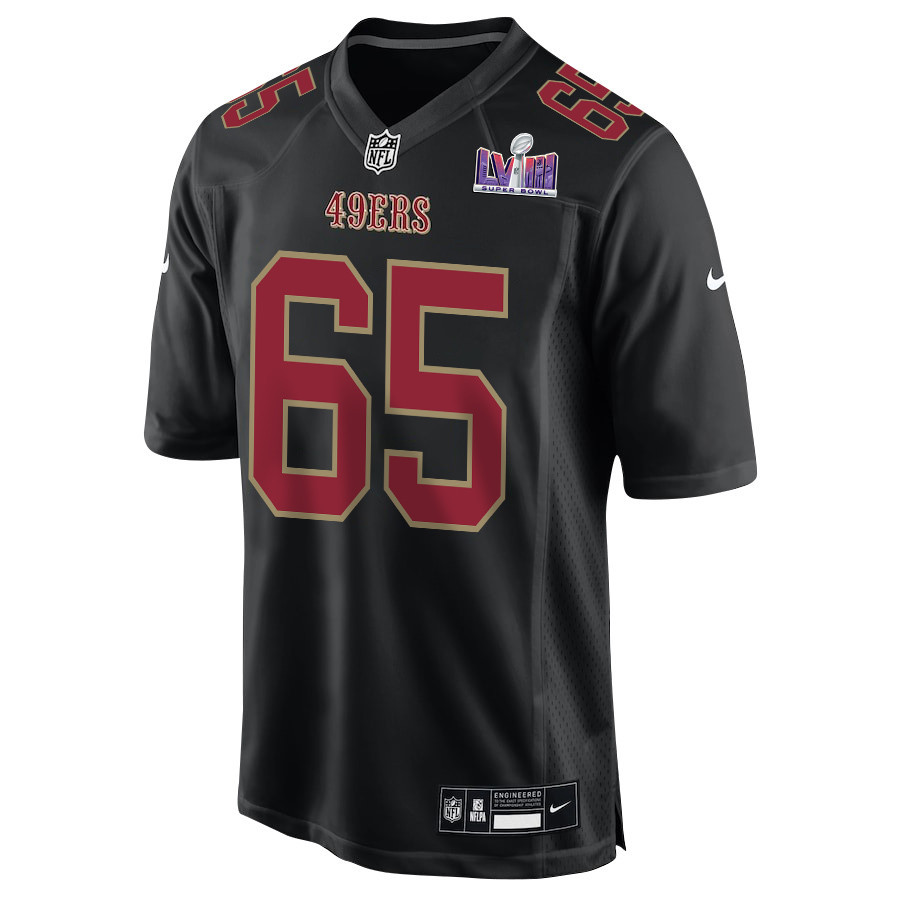 Aaron Banks 65 San Francisco 49ers Super Bowl LVIII Patch Fashion Game Men Jersey - Carbon Black JS4197 nicesnker - Image 2