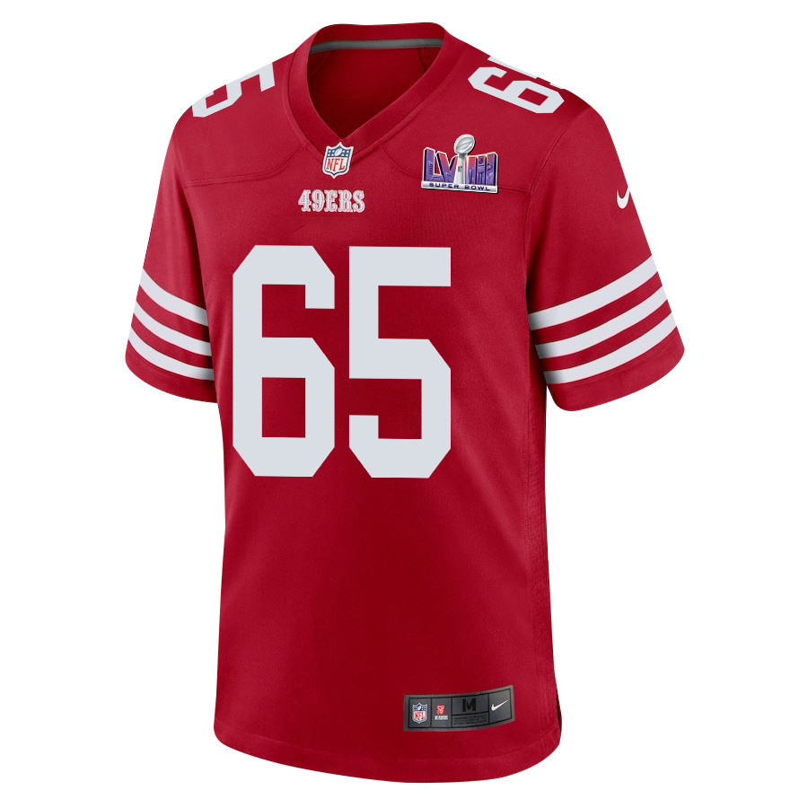 Aaron Banks 65 San Francisco 49ers Super Bowl LVIII Patch Game Men Jersey - Scarlet JS2544 nicesnker - Image 2