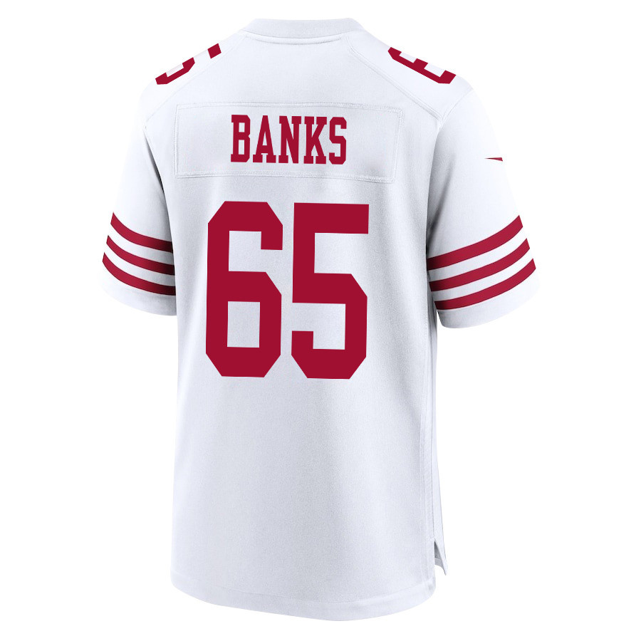 Aaron Banks 65 San Francisco 49ers Super Bowl LVIII Patch Game Men Jersey - White JS5274 nicesnker - Image 3