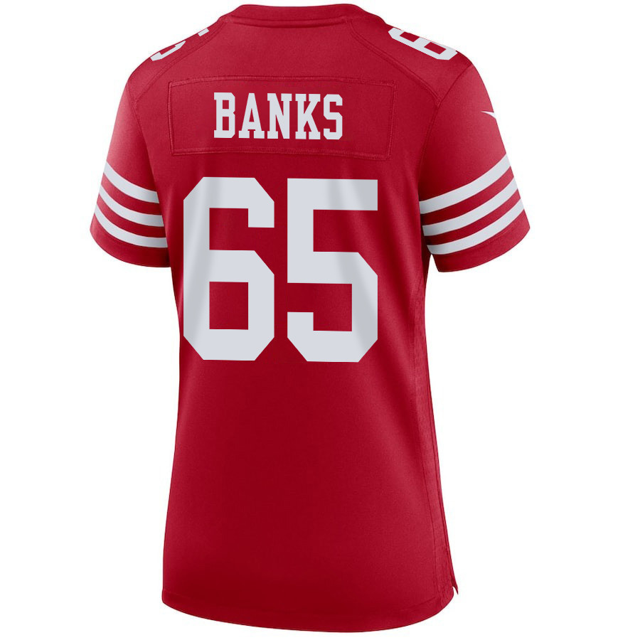 Aaron Banks 65 San Francisco 49ers Super Bowl LVIII Patch Game Women Jersey - Scarlet JS1392 nicesnker - Image 3