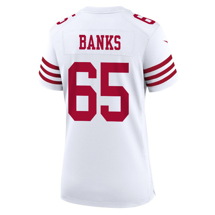 Aaron Banks 65 San Francisco 49ers Super Bowl LVIII Patch Game Women Jersey - White JS3099 nicesnker - Image 3