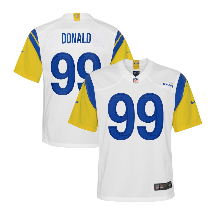 Aaron Donald 99 Los Angeles Rams YOUTH Game Jersey - White JS2129 nicesnker