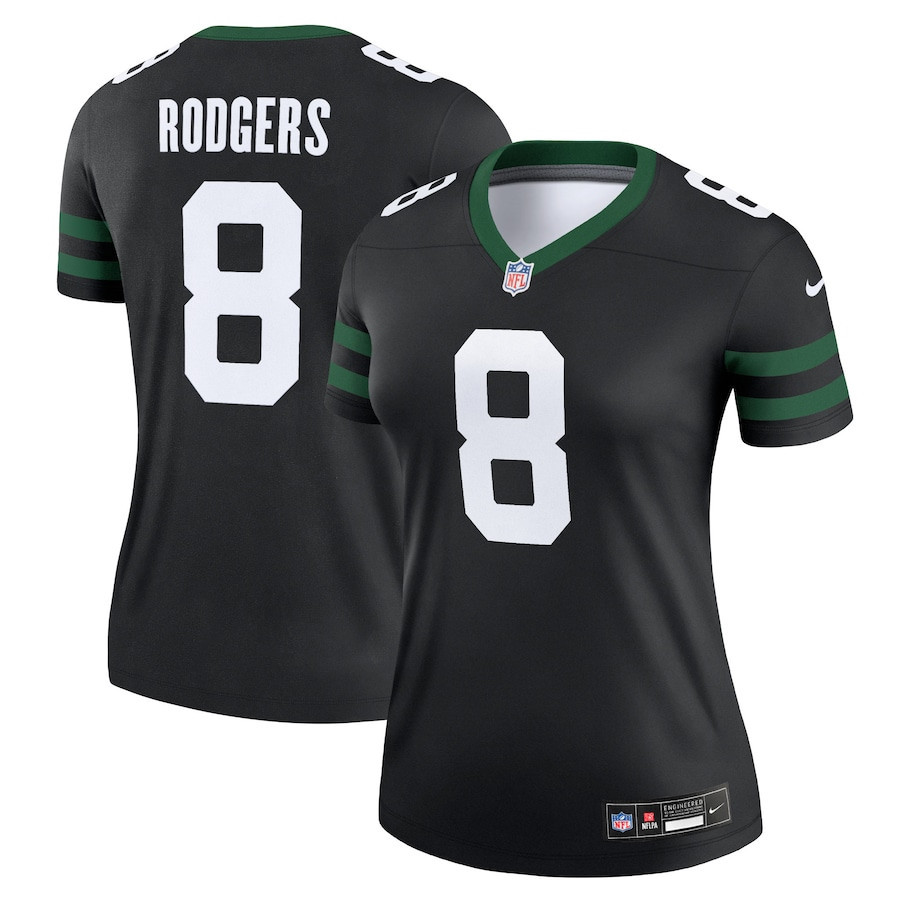 Aaron Rodgers 8 New York Jets Alternate Legend Jersey, Women Legacy Black JS6279 nicesnker