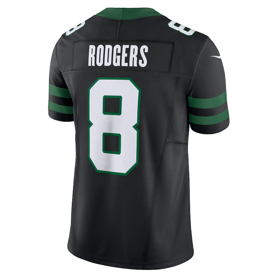 Aaron Rodgers 8 New York Jets Alternate Vapor F.U.S.E. Limited Jersey - Men, Legacy Black JS5565 nicesnker - Image 3