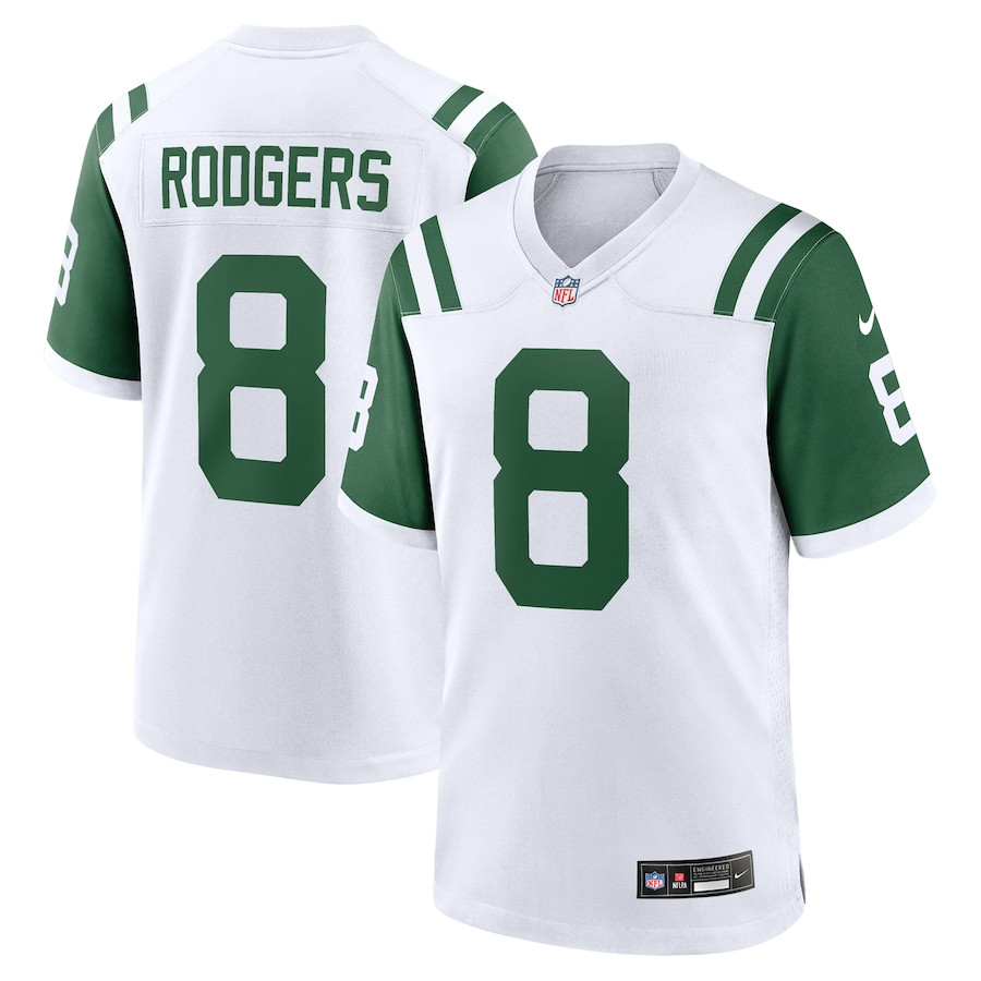 Aaron Rodgers 8 New York Jets Classic Alternate Game Men Jersey - White JS9552 nicesnker