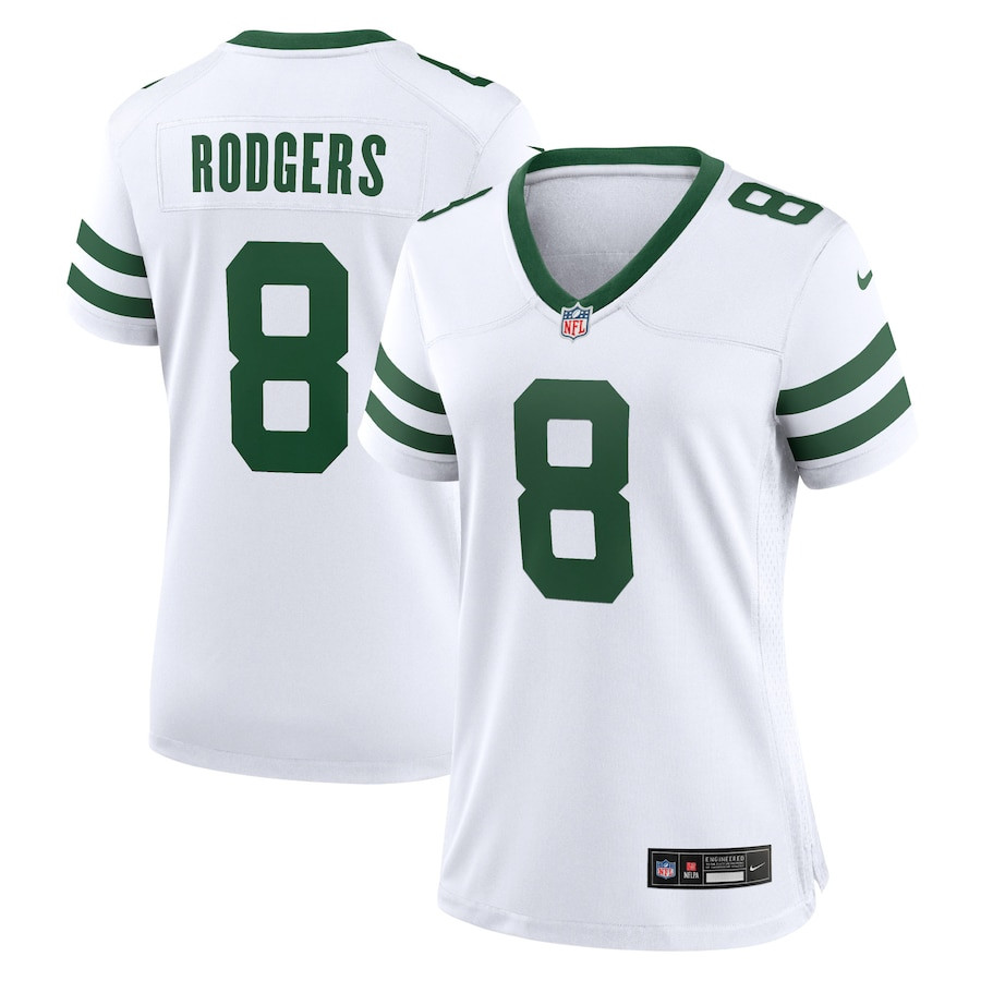 Aaron Rodgers 8 New York Jets Game Women Jersey - Legacy White JS1595 nicesnker