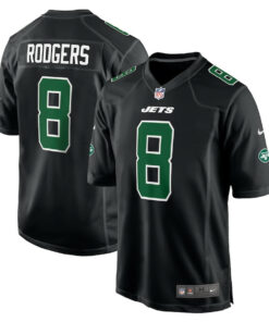 Aaron Rodgers 8 New York Jets Men Fashion Game Jersey - Black JS6994 nicesnker