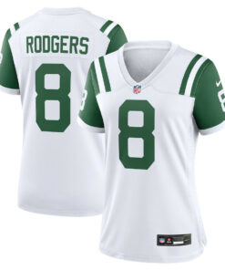 Aaron Rodgers 8 New York Jets Women's Classic Alternate Game Jersey - White JS2421 nicesnker