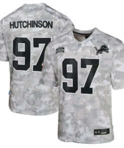 Aidan Hutchinson 97 Detroit Lions 2024 Salute to Service Game YOUTH Jersey - Arctic Camo JS6096 nicesnker