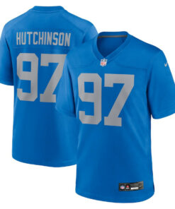 Aidan Hutchinson 97 Detroit Lions Alternate Game Men Jersey - Blue JS5427 nicesnker