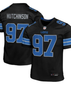 Aidan Hutchinson 97 Detroit Lions Alternate Player Game YOUTH Jersey - Black JS7323 nicesnker