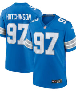 Aidan Hutchinson 97 Detroit Lions Game Jersey - Men, Blue JS7967 nicesnker
