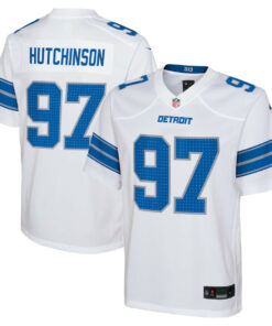 Aidan Hutchinson 97 Detroit Lions Player Game YOUTH Jersey - White JS1472 nicesnker
