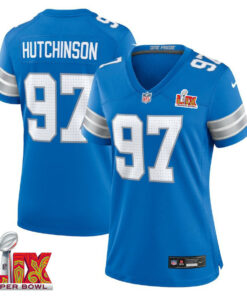 Aidan Hutchinson #97 Detroit Lions Super Bowl LIX Women's Jersey - Blue JS7210 nicesnker