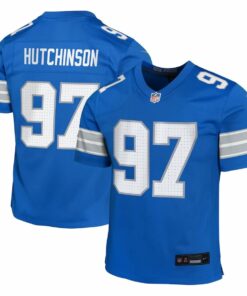 Aidan Hutchinson 97 Detroit Lions Team Player Game YOUTH Jersey - Blue JS2268 nicesnker