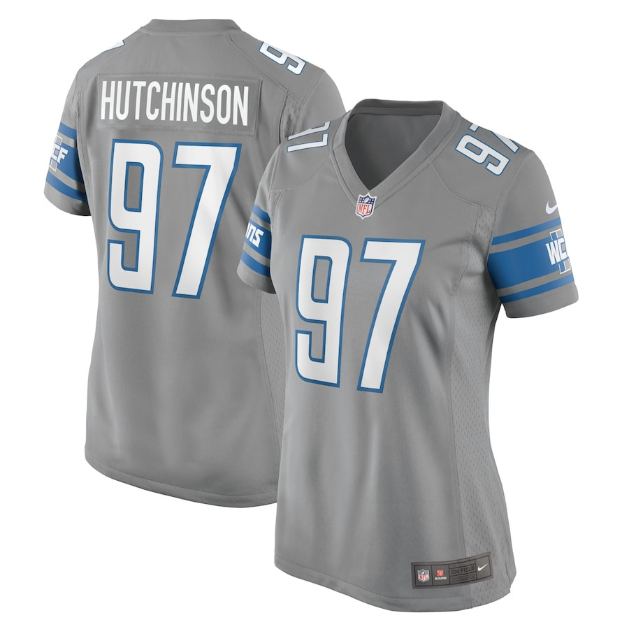 Aidan Hutchinson 97 Detroit Lions Women Game Jersey - Silver JS5826 nicesnker