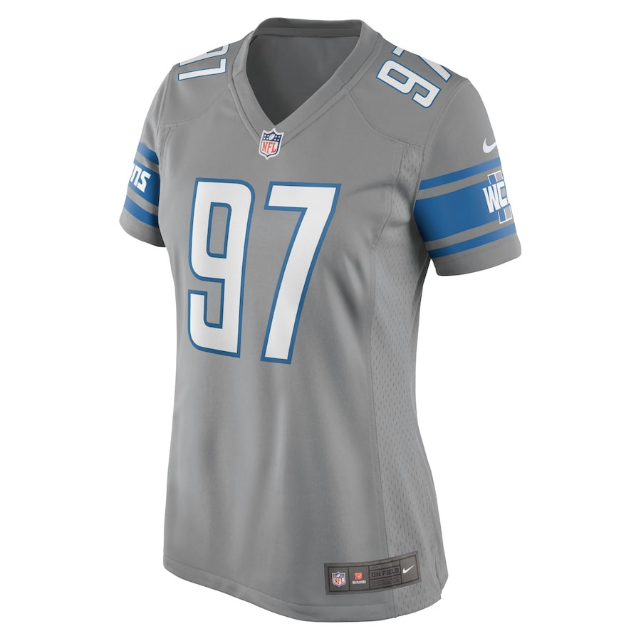 Aidan Hutchinson 97 Detroit Lions Women Game Jersey - Silver JS5826 nicesnker - Image 2