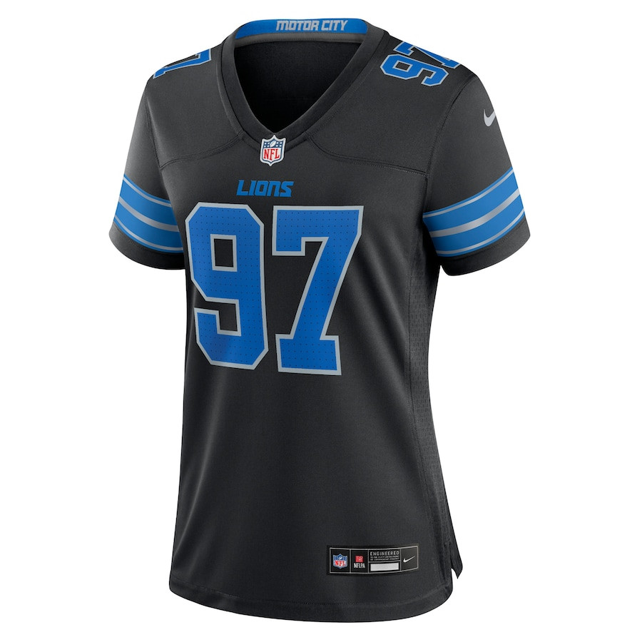 Aidan Hutchinson 97 Detroit Lions Women's Alternate Game Jersey - Black JS2644 nicesnker - Image 2