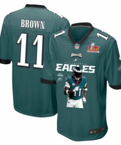 A.J. Brown 11 Philadelphia Eagles 'Brown's Pigskin Prowess' Game Men Jersey - Midnight Green JS7388 nicesnker