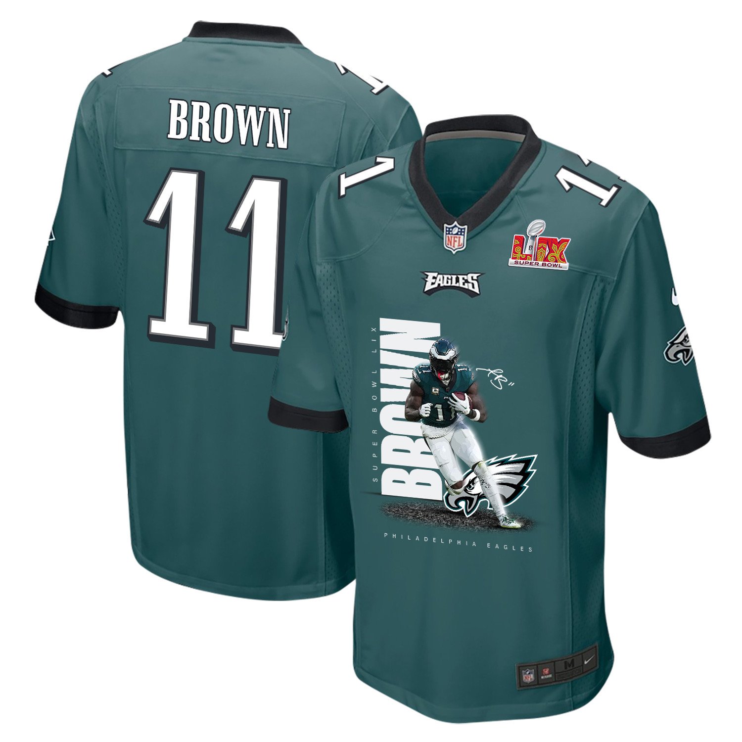 A.J. Brown 11 Philadelphia Eagles 'Mr. UPS' Game Men Jersey - Midnight Green JS9730 nicesnker
