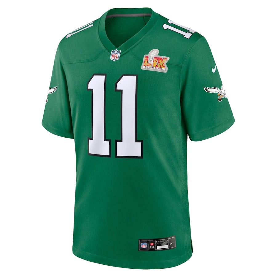 A.J. Brown 11 Philadelphia Eagles Super Bowl LIX 2nd Alternate Game Jersey - Kelly Green JS6284 nicesnker - Image 2