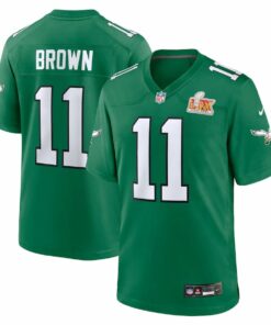 A.J. Brown 11 Philadelphia Eagles Super Bowl LIX 2nd Alternate Game Jersey - Kelly Green JS6284 nicesnker