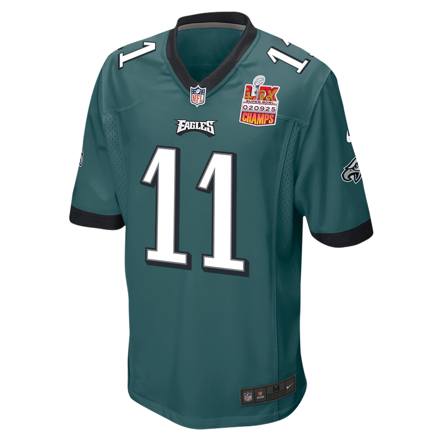 A.J. Brown 11 Philadelphia Eagles Super Bowl LIX Champions Patch Game Men Jersey - Midnight Green JS6525 nicesnker - Image 3