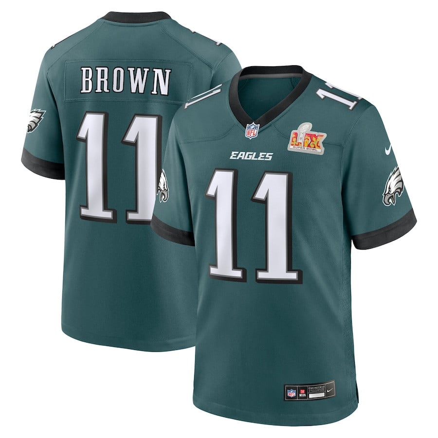 A.J. Brown 11 Philadelphia Eagles Super Bowl LIX Game Player Jersey - Midnight Green JS8511 nicesnker