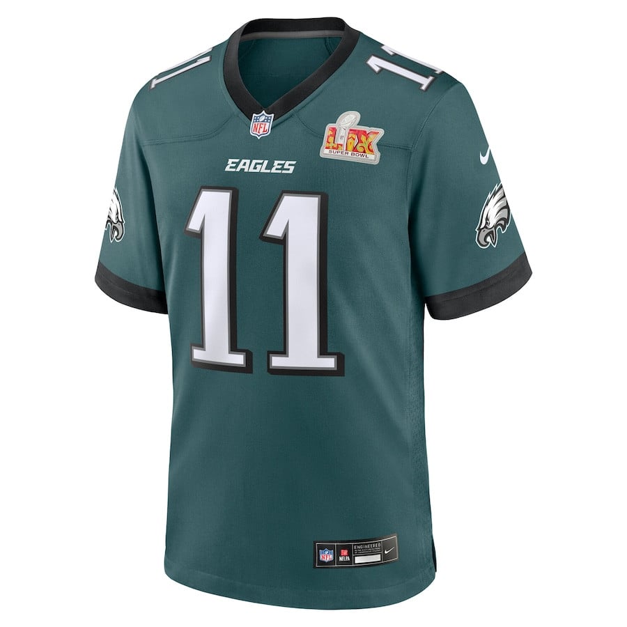 A.J. Brown 11 Philadelphia Eagles Super Bowl LIX Game Player Jersey - Midnight Green JS8511 nicesnker - Image 2