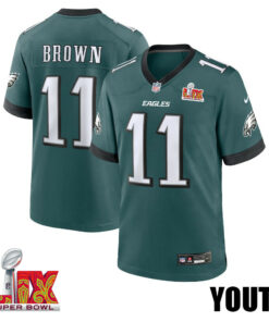 A.J. Brown #11 Philadelphia Eagles Super Bowl LIX YOUTH Jersey - Midnight Green JS6710 nicesnker
