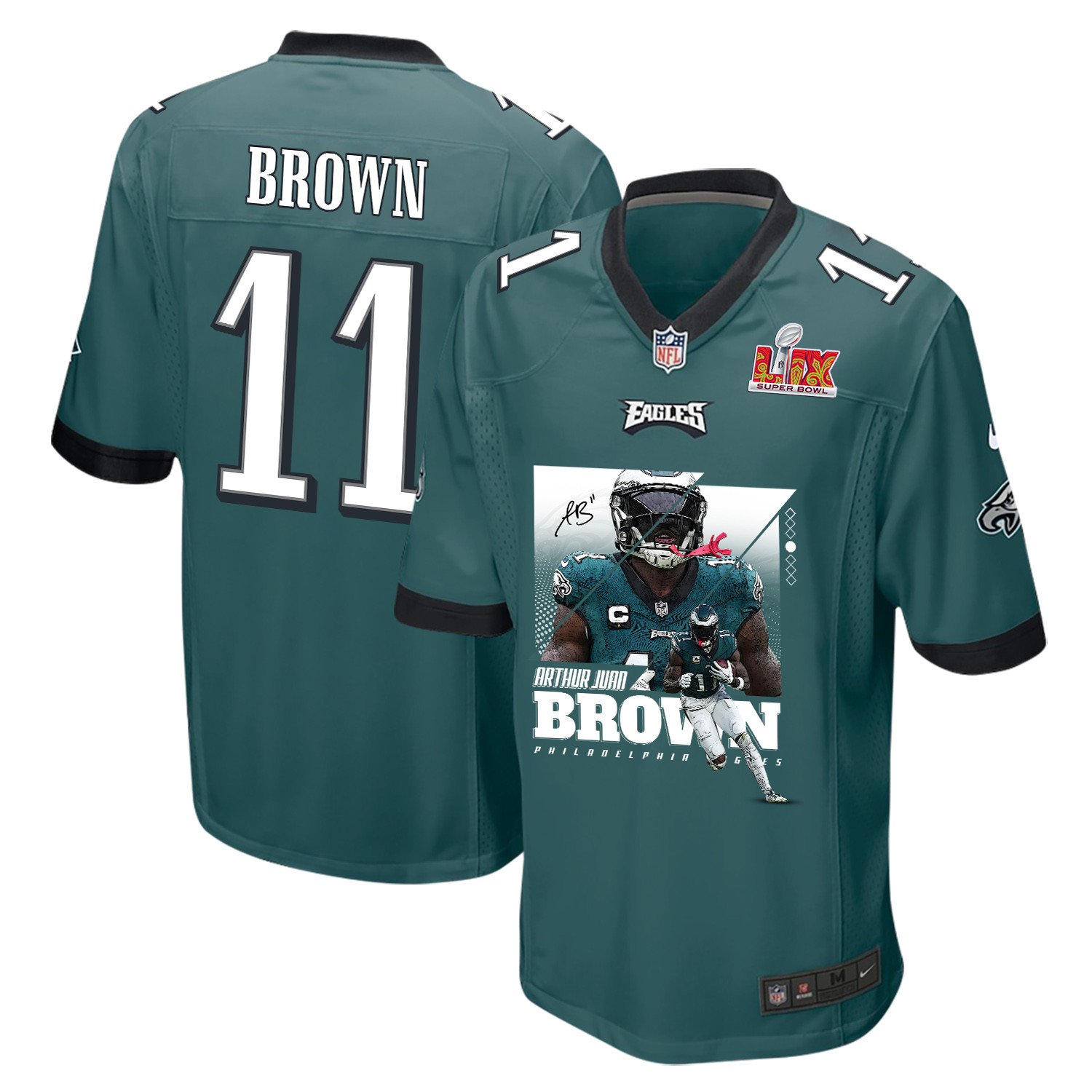 A.J. Brown 11 Philadelphia Eagles 'Swole Batman' Game Men Jersey - Midnight Green JS2670 nicesnker