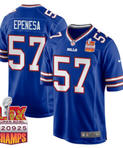 A.J. Epenesa 57 Buffalo Bills Super Bowl LIX Champions Patch Game Men Jersey - Royal JS6390 nicesnker