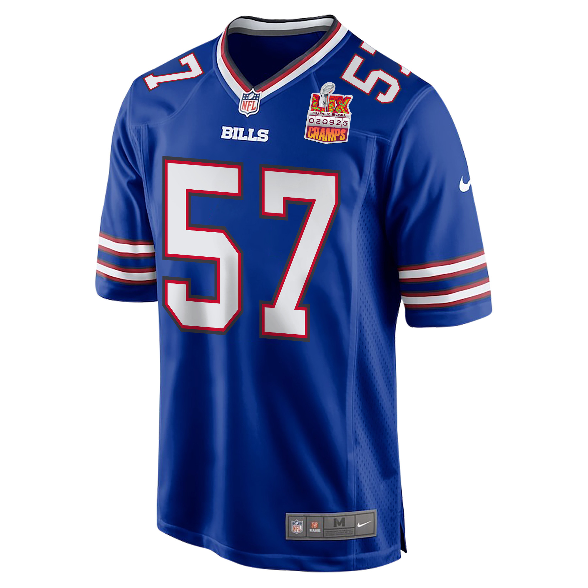 A.J. Epenesa 57 Buffalo Bills Super Bowl LIX Champions Patch Game Men Jersey - Royal JS6390 nicesnker - Image 3
