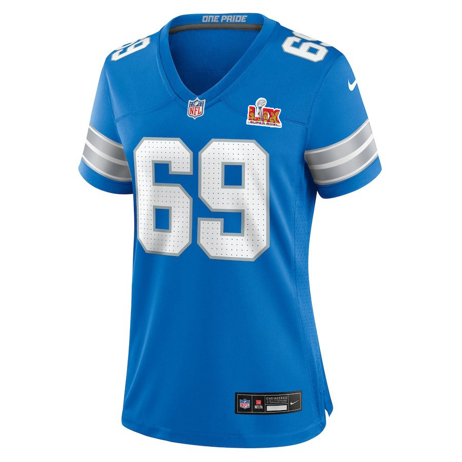 Al-Quadin Muhammad #69 Detroit Lions Super Bowl LIX Women's Jersey - Blue JS9226 nicesnker - Image 2
