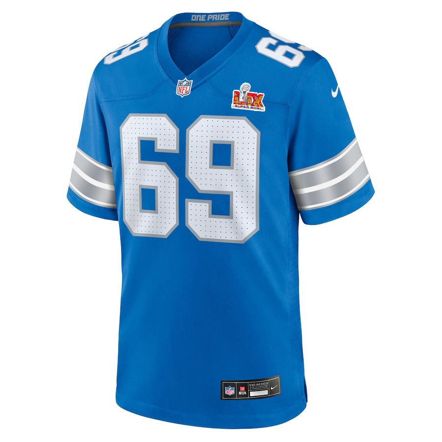 Al-Quadin Muhammad #69 Detroit Lions Super Bowl LIX YOUTH Jersey - Blue JS8272 nicesnker - Image 2