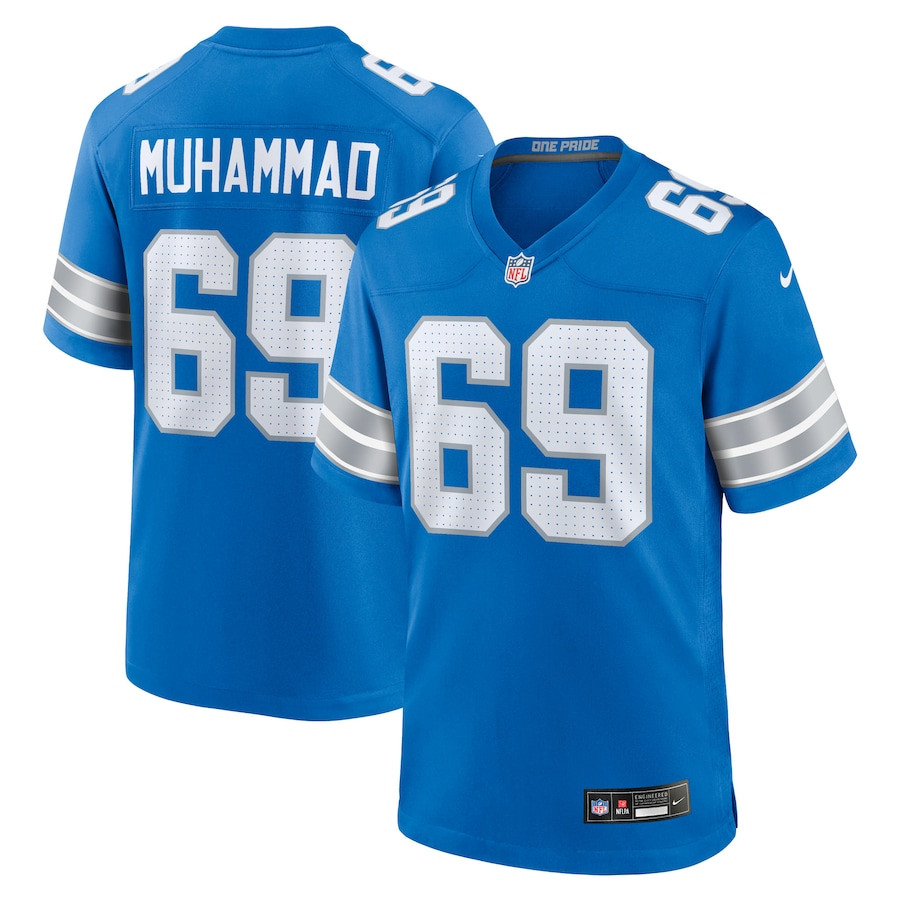 Al-Quadin Muhammad 69 Detroit Lions Team Game Men Jersey - Blue JS5273 nicesnker
