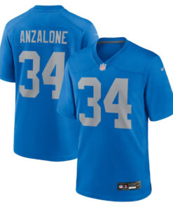 Alex Anzalone 34 Detroit Lions Alternate Game Men Jersey - Blue JS5205 nicesnker