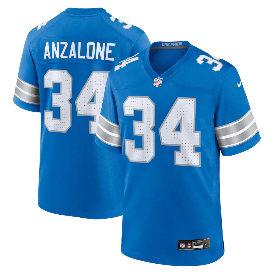 Alex Anzalone 34 Detroit Lions Game Men Jersey - Blue JS7097 nicesnker