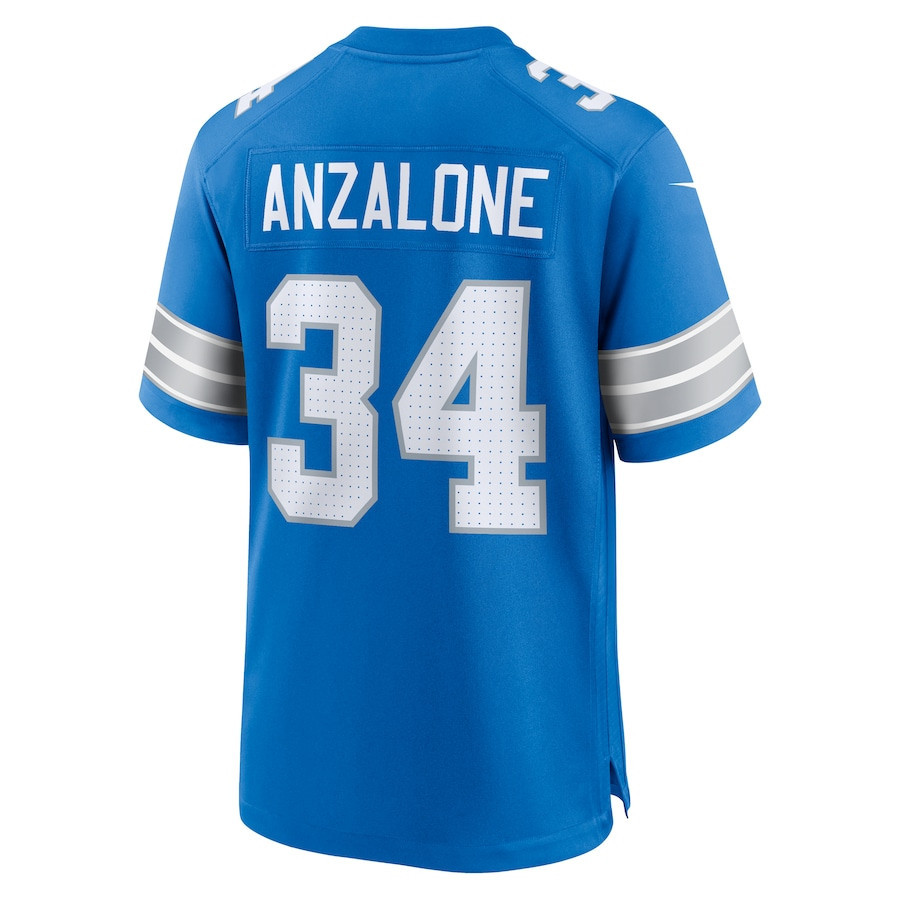Alex Anzalone #34 Detroit Lions Super Bowl LIX YOUTH Jersey - Blue JS2764 nicesnker - Image 3