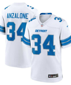 Alex Anzalone 34 Detroit Lions White Game Men Jersey - White JS3555 nicesnker