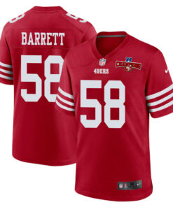 Alex Barrett 58 San Francisco 49ers NFC Champions Patch Game Men Jersey - Scarlet JS8137 nicesnker