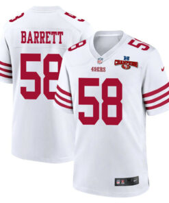 Alex Barrett 58 San Francisco 49ers NFC Champions Patch Game Men Jersey - White JS9176 nicesnker