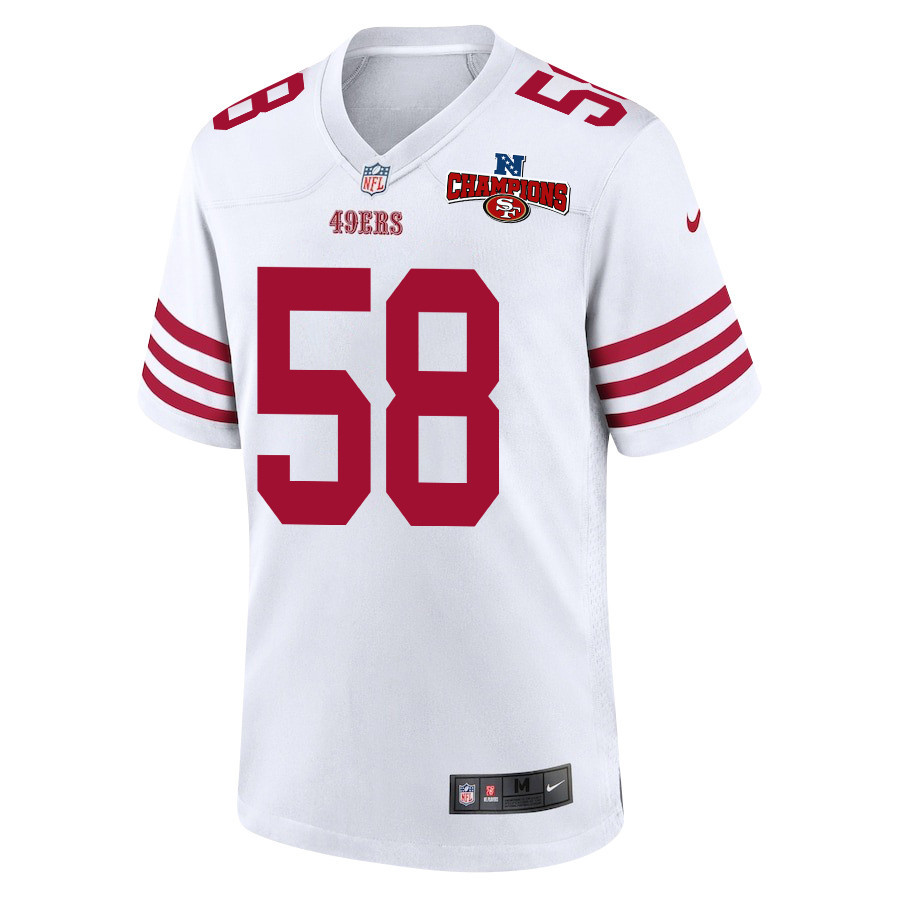 Alex Barrett 58 San Francisco 49ers NFC Champions Patch Game Men Jersey - White JS9176 nicesnker - Image 2