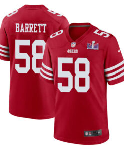 Alex Barrett 58 San Francisco 49ers Super Bowl LVIII Patch Game Men Jersey - Scarlet JS6688 nicesnker