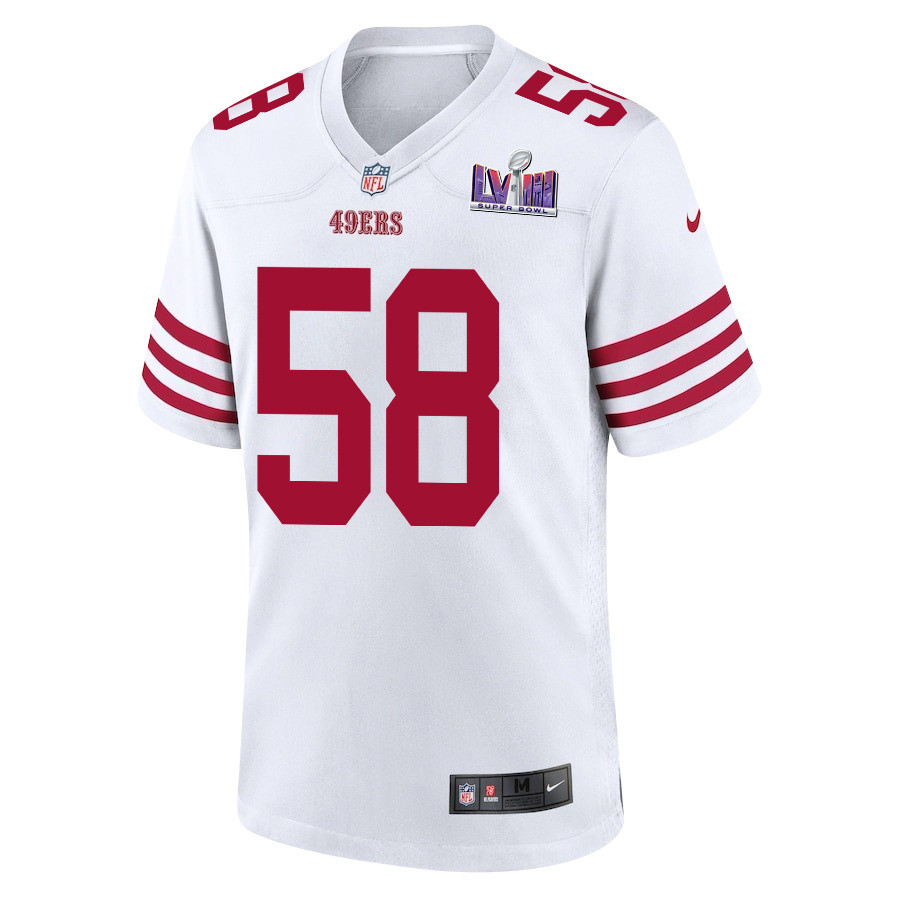 Alex Barrett 58 San Francisco 49ers Super Bowl LVIII Patch Game Men Jersey - White JS4747 nicesnker - Image 2