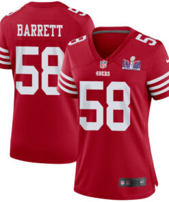 Alex Barrett 58 San Francisco 49ers Super Bowl LVIII Patch Game Women Jersey - Scarlet JS3209 nicesnker