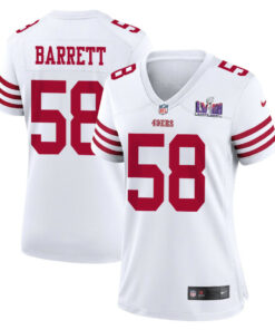 Alex Barrett 58 San Francisco 49ers Super Bowl LVIII Patch Game Women Jersey - White JS7384 nicesnker