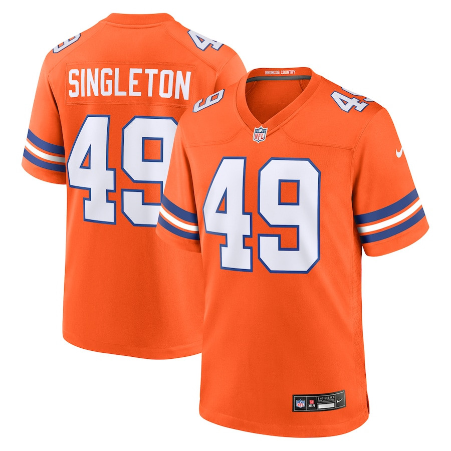 Alex Singleton 49 Denver Broncos Mile High Collection 1977 Throwback Player Game Men Jersey - Orange JS9959 nicesnker