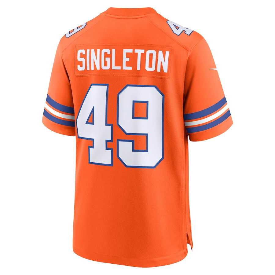 Alex Singleton 49 Denver Broncos Mile High Collection 1977 Throwback Player Game Men Jersey - Orange JS9959 nicesnker - Image 3